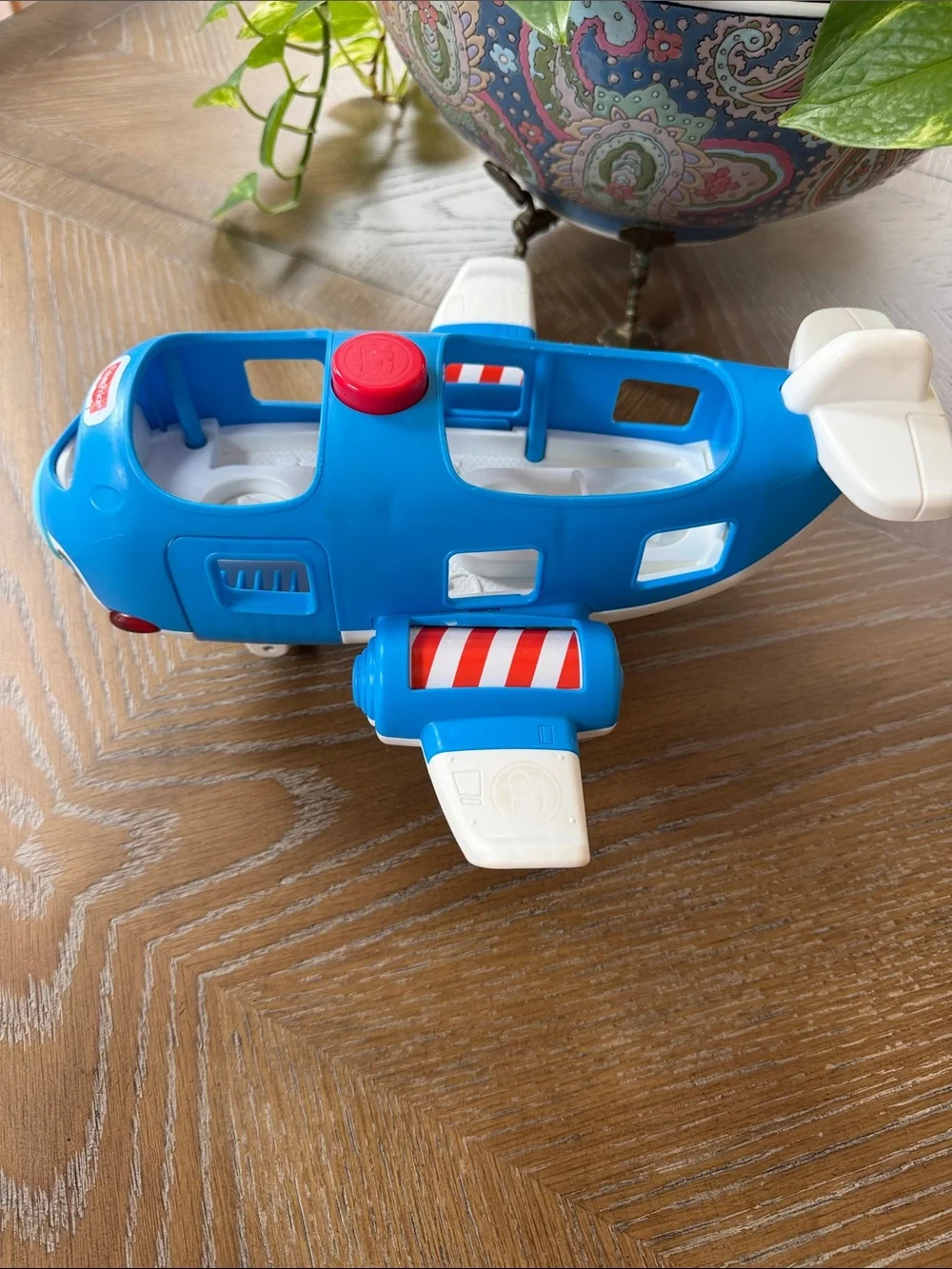 Fisher-Price Blue and White Play Airplane with Red Accents Little People